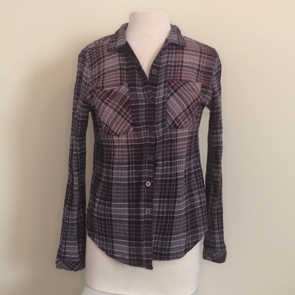 Harper Purple Plaid Button Up Top